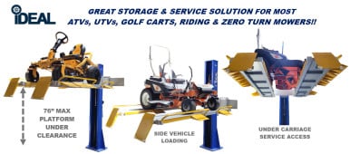 iDEAL Single Column UTV & Mower Storage/ Service Lift