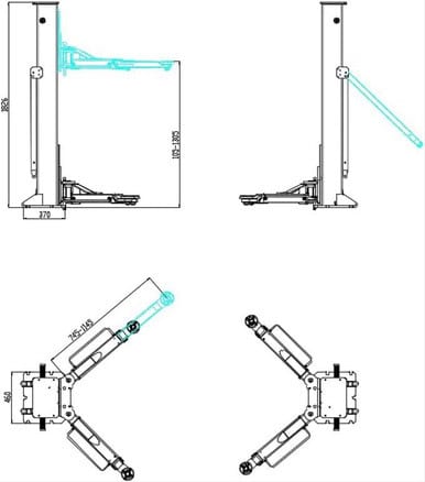 PMRL-200 8000 Lbs Test Portable Two-Post Garage Lift 2 Post Lift Car Lift Auto Lift