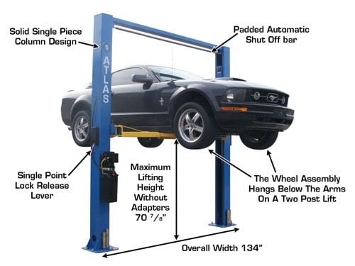 Atlas 9OHSC (SS) 9,000 lb Overhead 2-Post Car Lift