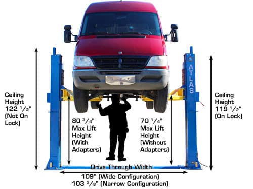 Atlas BP12000 12,000lbs 2-Post Bottom Plate Car Lift