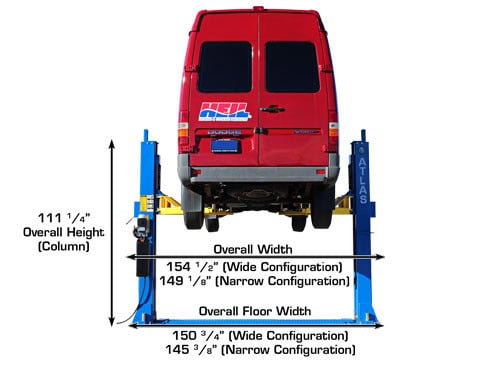 Atlas BP12000 12,000lbs 2-Post Bottom Plate Car Lift