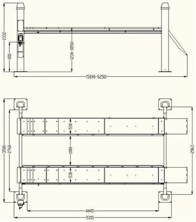 KT-4H150 Heavy Duty 4-Post Alignment Lift 15,000lbs. Rolling Jack Included