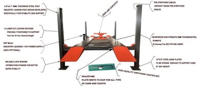 KT-4H110 Four Post Vehicle Lift 11,000lbs
