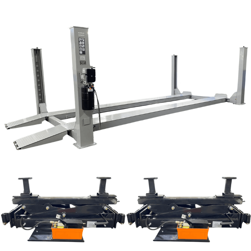 NTR-16 16,000 lb 4 Post Lift With (2) RJ-9000 Rolling Bridge Jack Combo by Triumph Combo View