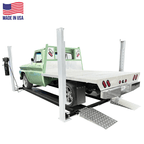 USA8000 8,000lb 4 Post Lift - Made in USA - Side View with car Lifting Low