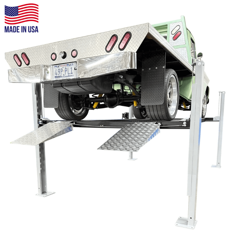 USA8000XLT 8,000lb 4 Post Lift - Made in USA Back View of the car