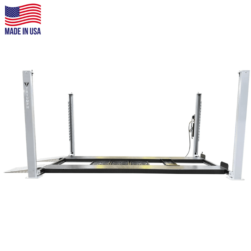 Triumph USA8000XLT 8,000lb 4 Post Lift - Made in USA Full side View with No Car