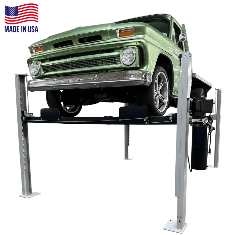 Triumph USA8000XLT 8,000lb 4 Post Lift - Made in USA Side View with Car