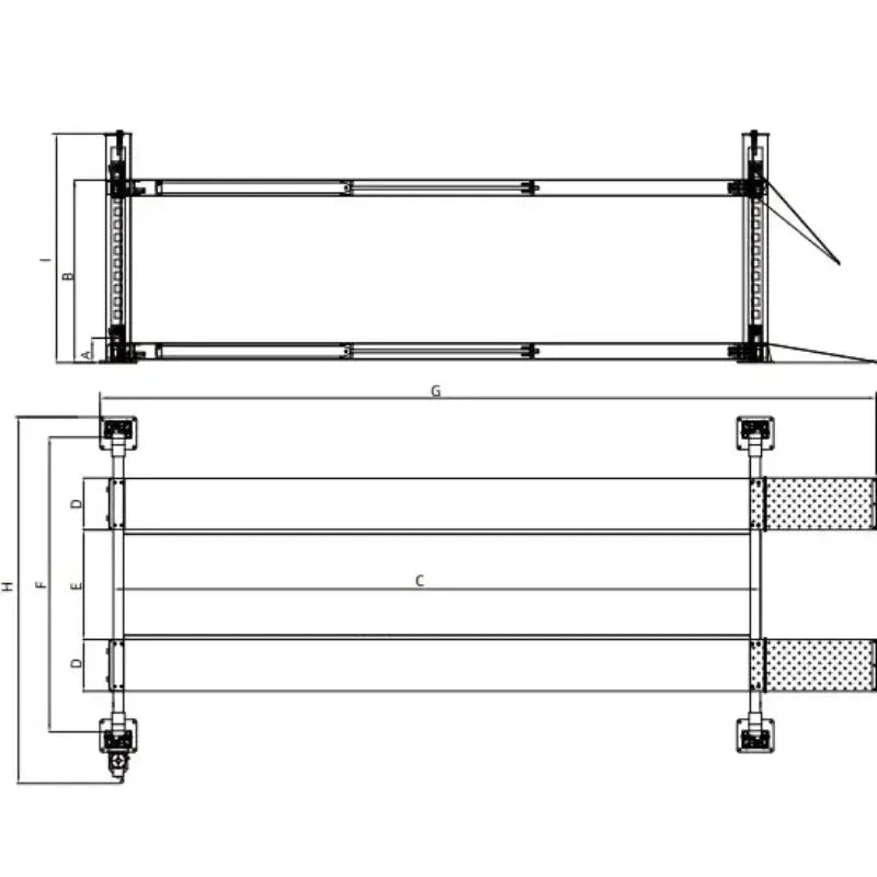 Four Post Auto Lift Triumph NTR-16 16,000 lb Dimension View