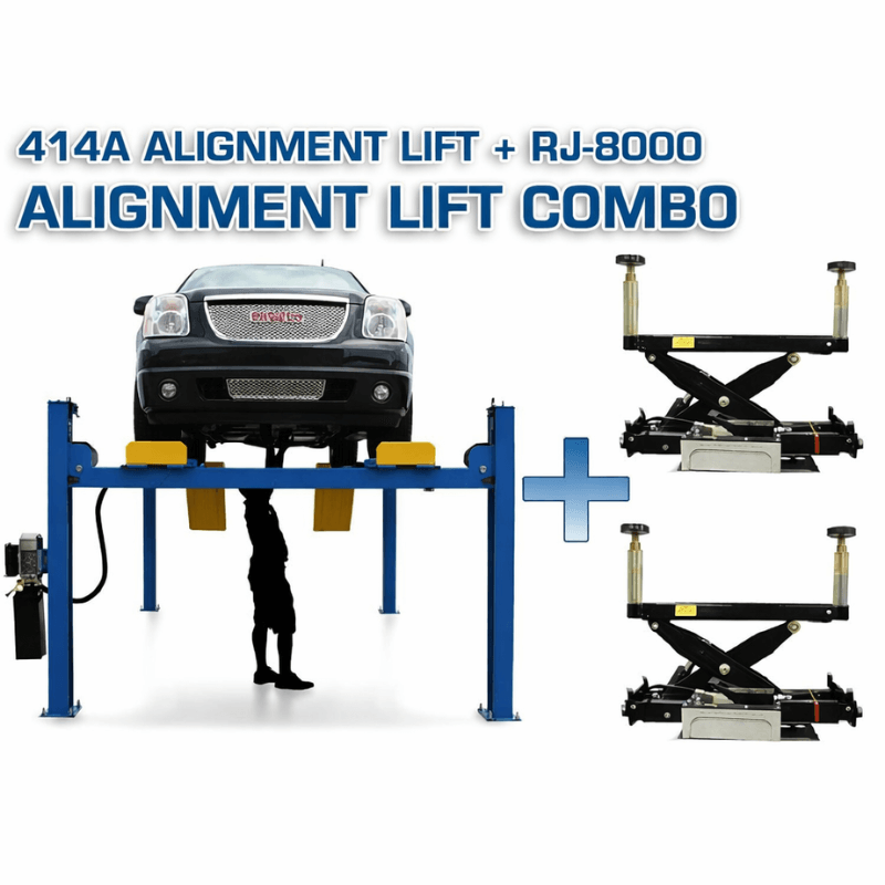 Atlas 414A 4 Post Alignment Lift + (2) RJ8 Rolling Jacks Combo