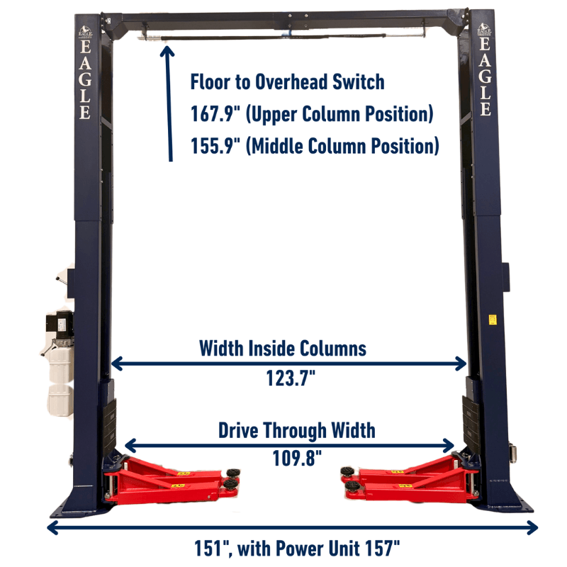 Eagle EAG-12K 12,000 Lbs 2-Post Lift – Symmetric Arm