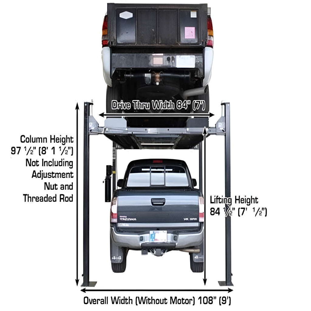 Atlas Garage Pro 8000EXT L 8,000lb 4 Post Vehicle Storage Lift - Extra Tall & Lo