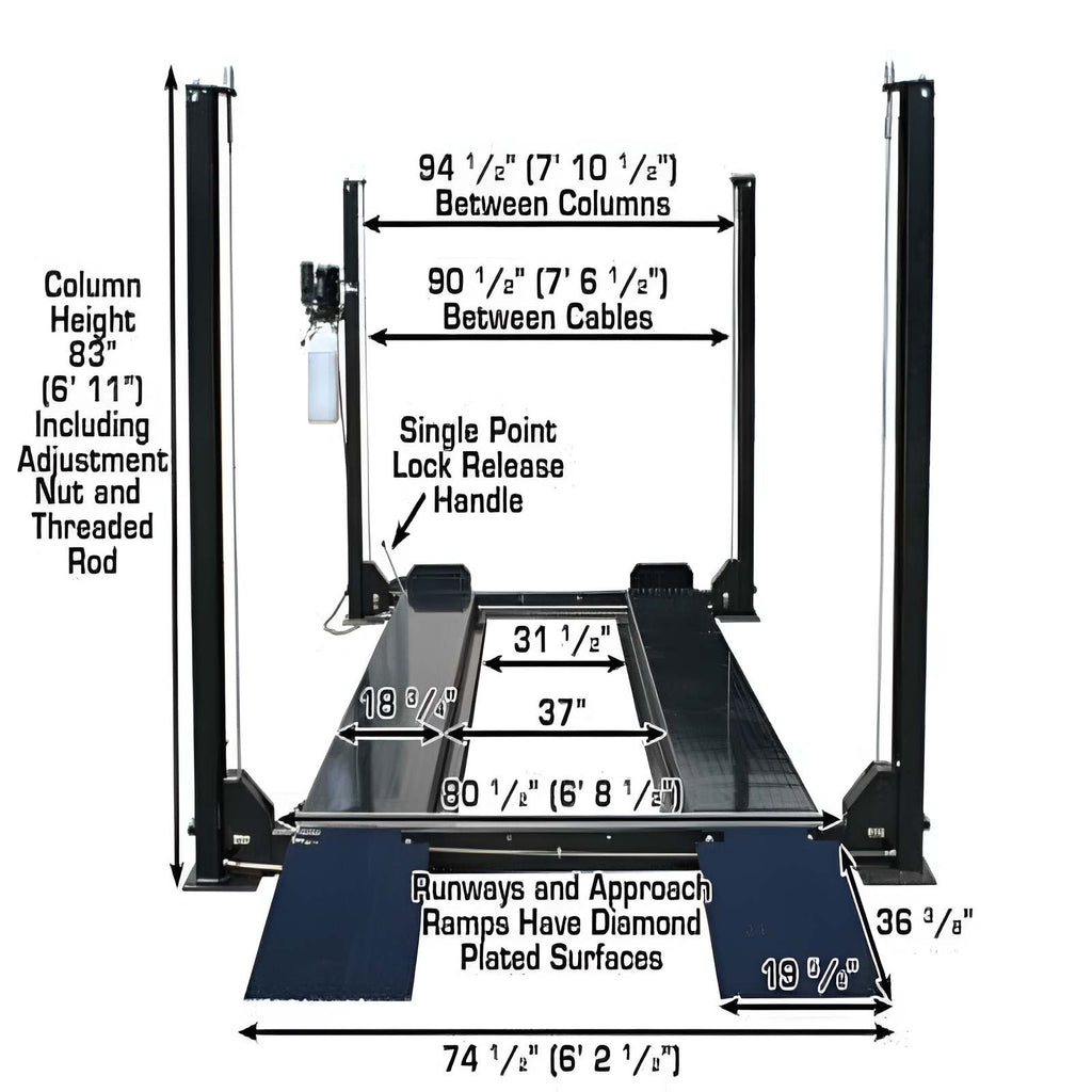 Atlas Garage Pro8000, 8,000 lb 4 Post Vehicle Storage Lift