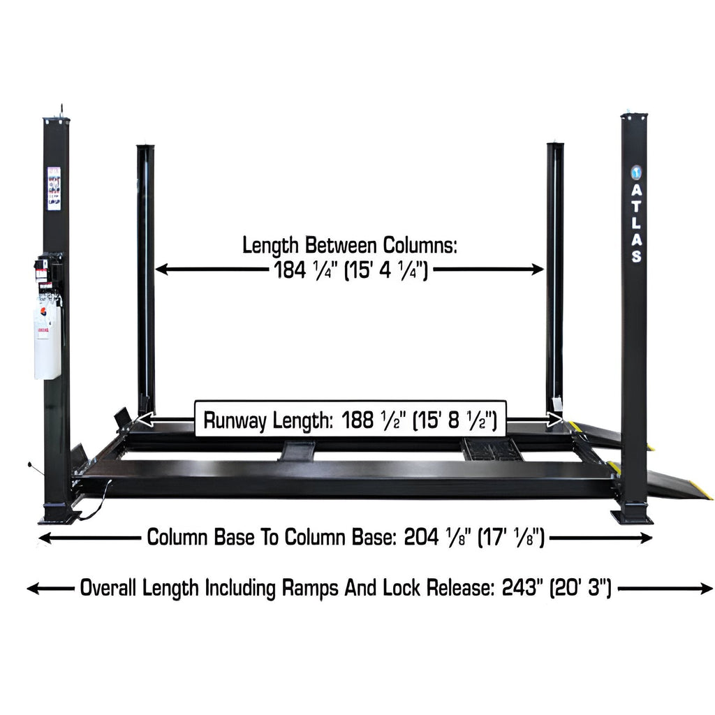 Atlas Apex 9, 9,000 lb 4 Post Vehicle Storage Lift - ALI Certified