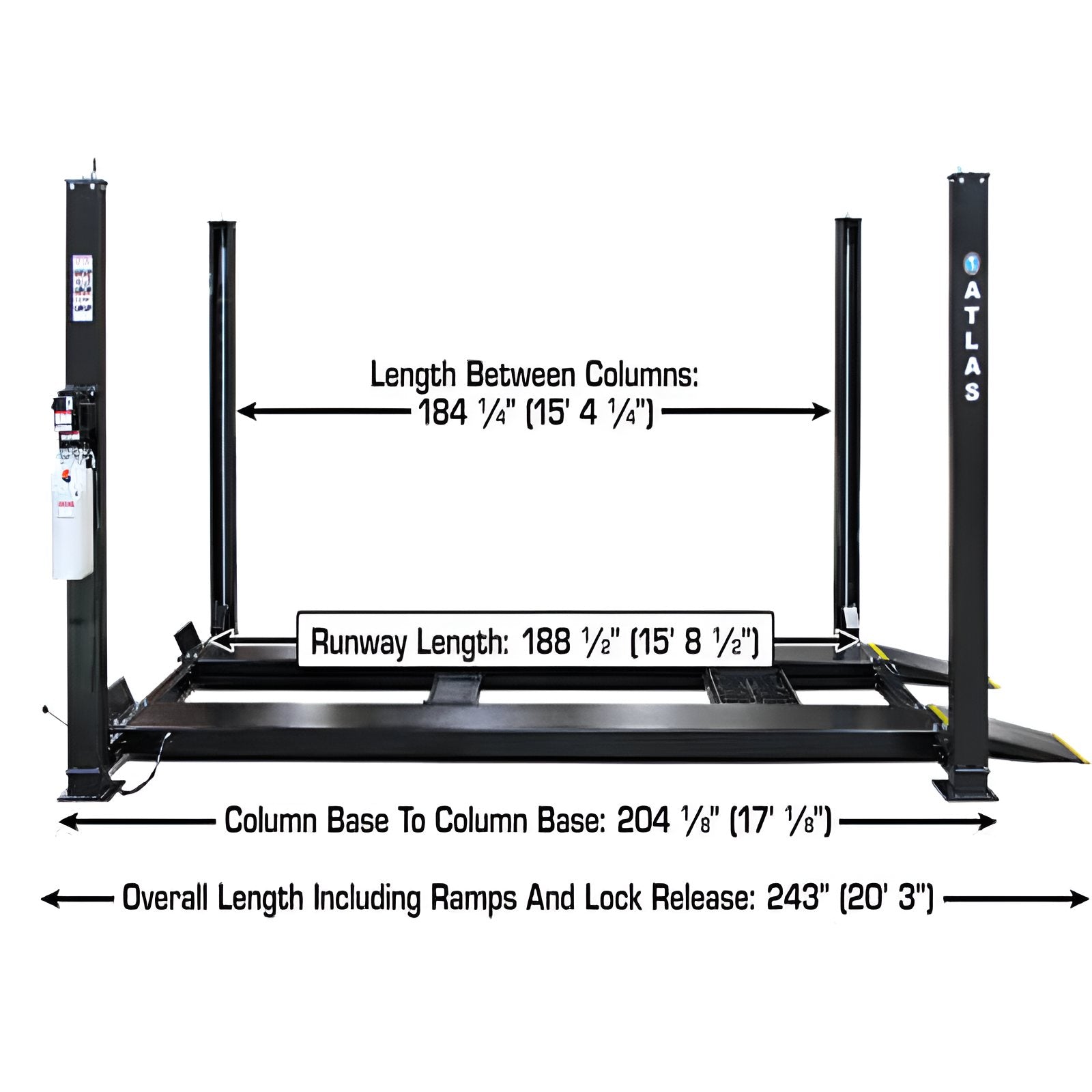 Atlas Apex 9, 9,000 lb 4 Post Vehicle Storage Lift - ALI Certified
