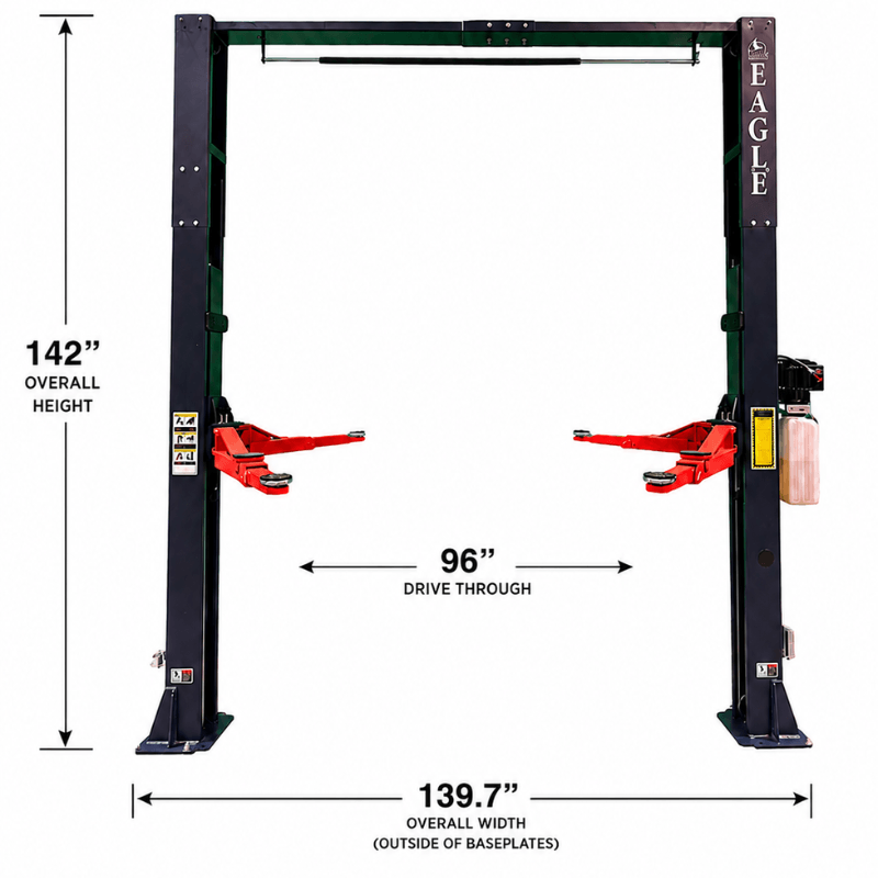 Eagle EAG-9C 9,000 Lbs 2-Post Lift – Clear Floor Versatile Arms