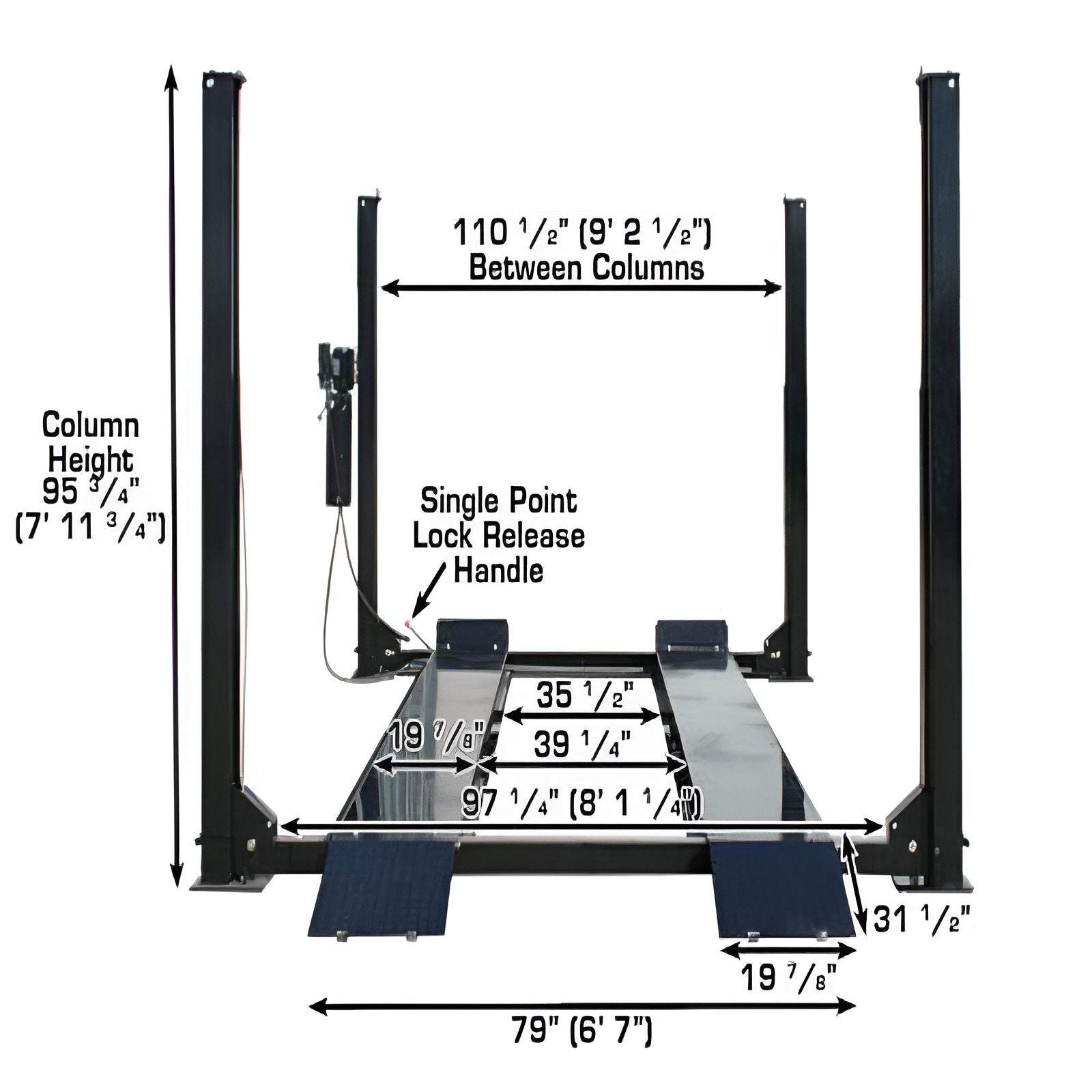 Atlas PRO9000 4 Post Lift + (2) RJ6BK Air Rolling Jack Combo