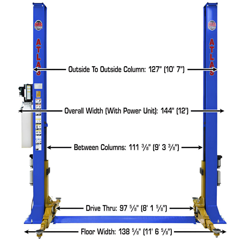 Atlas PVL9BP 9,000 lb 2 Post Lift - ALI Certified