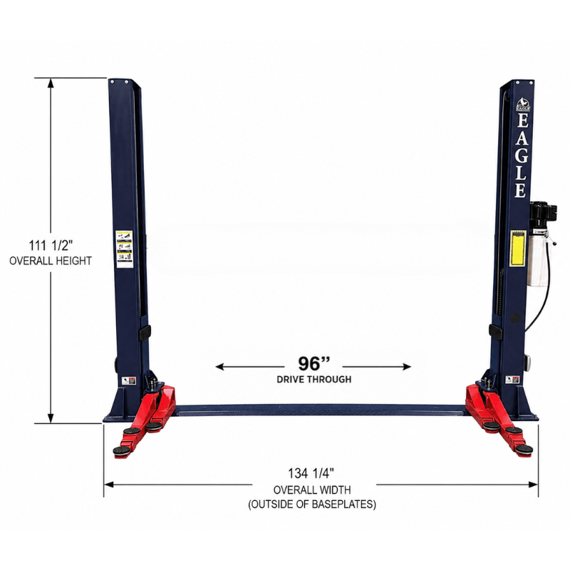Eagle EAG-9F 9,000 Lbs 2-Post Lift – Floor Plate Asymmetric Arms