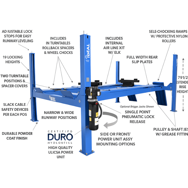 IDEAL 14,000lb FP14KAC-X, 4 Post Alignment Lift