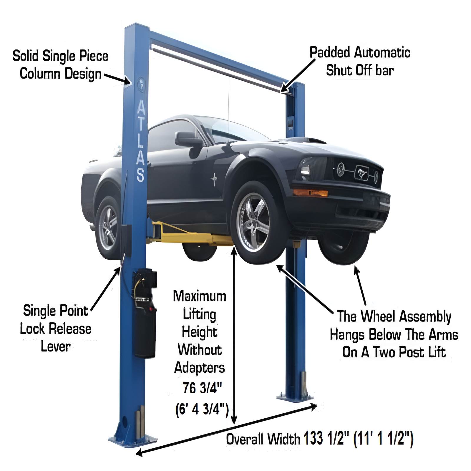 Atlas 9OHSC-SS 9,000 lb 2 Post Lift