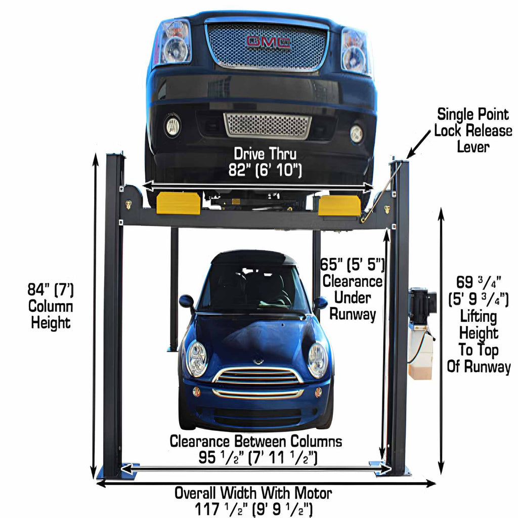 Atlas 408 SL 8,000lb 4 Post Vehicle Storage Lift - Super Deluxe