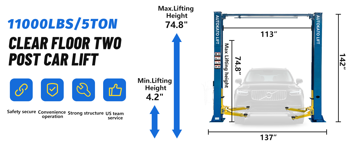 M&E ME-M115S 11,000lbs Two Post Lift