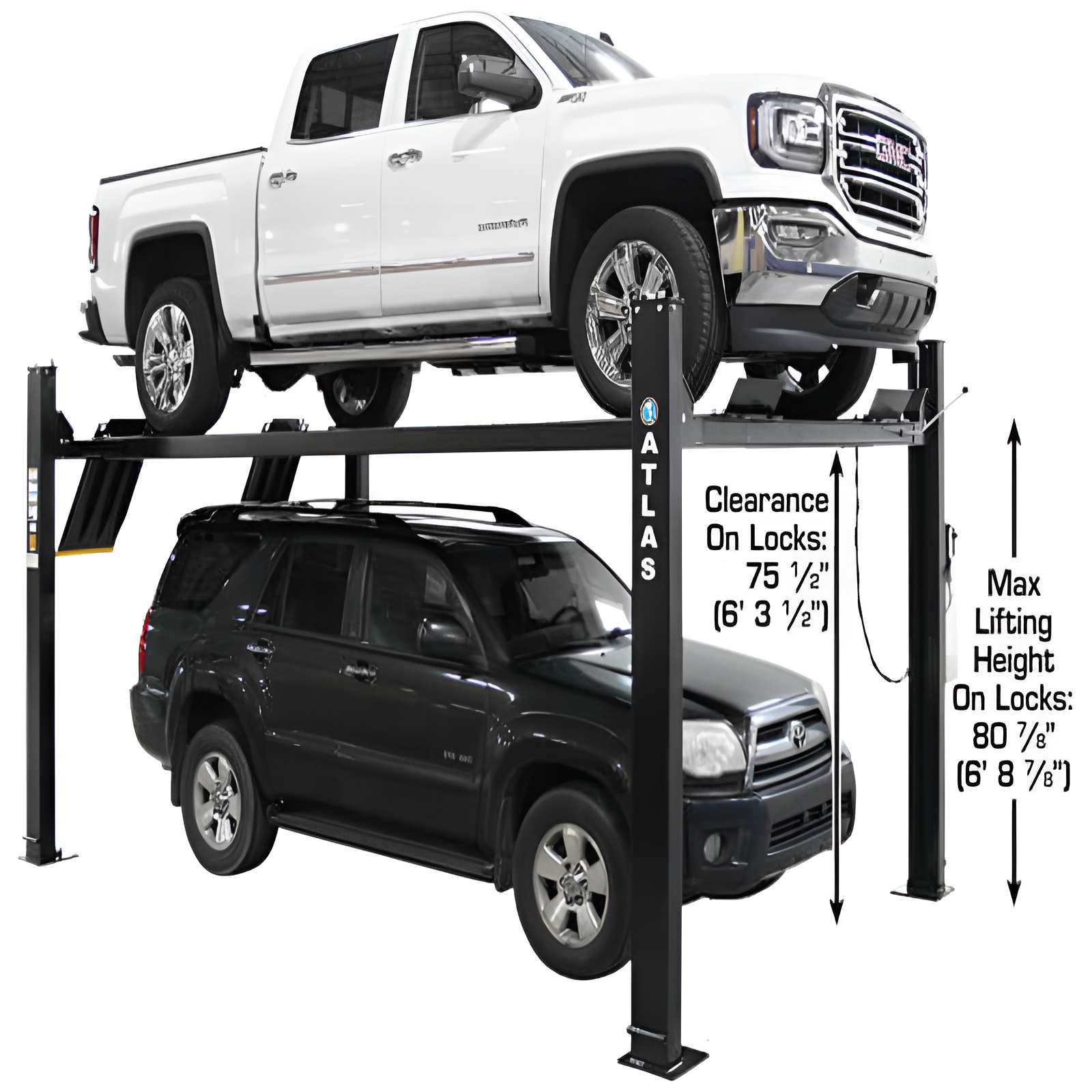 Atlas Apex 9, 9,000 lb 4 Post Vehicle Storage Lift - ALI Certified