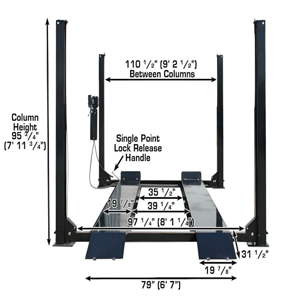 Atlas Garage Pro 9000 4 Post Lift + (2) RJ35 Sliding Jacks Combo