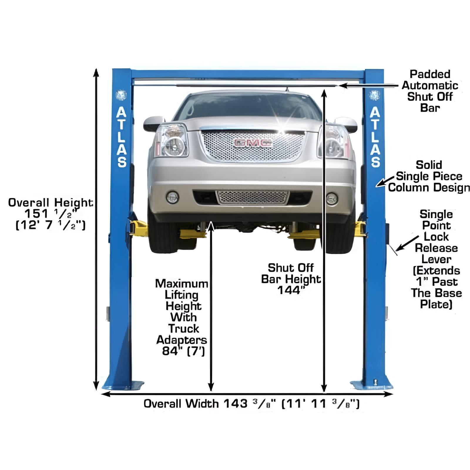Atlas OHX10000X 10,000 lb Extra Tall 2-Post Lift