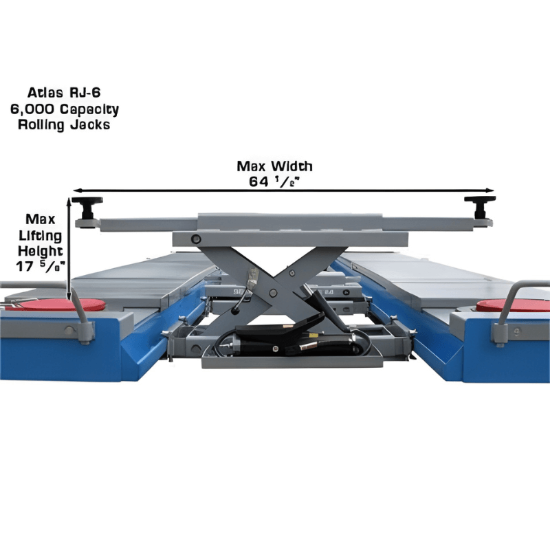 Atlas 12ASL Alignment Scissor Lift w/ (2) RJ-6 Rolling Jack Combo
