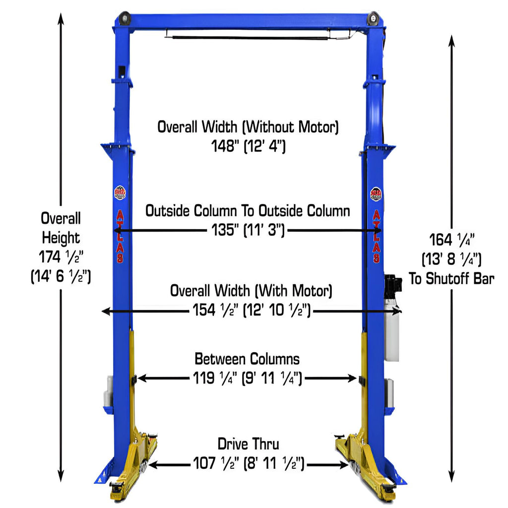 Atlas PVL15, 15,000 lb 2 Post Lift - Commercial Grade; ALI Certified
