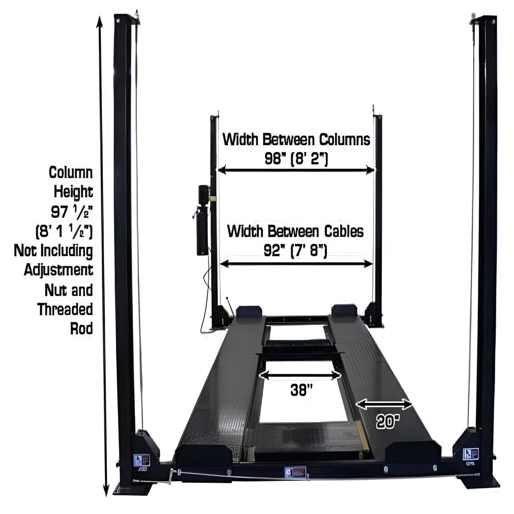 Atlas Garage Pro 8000EXT L 8,000lb 4 Post Vehicle Storage Lift - Extra Tall & Lo