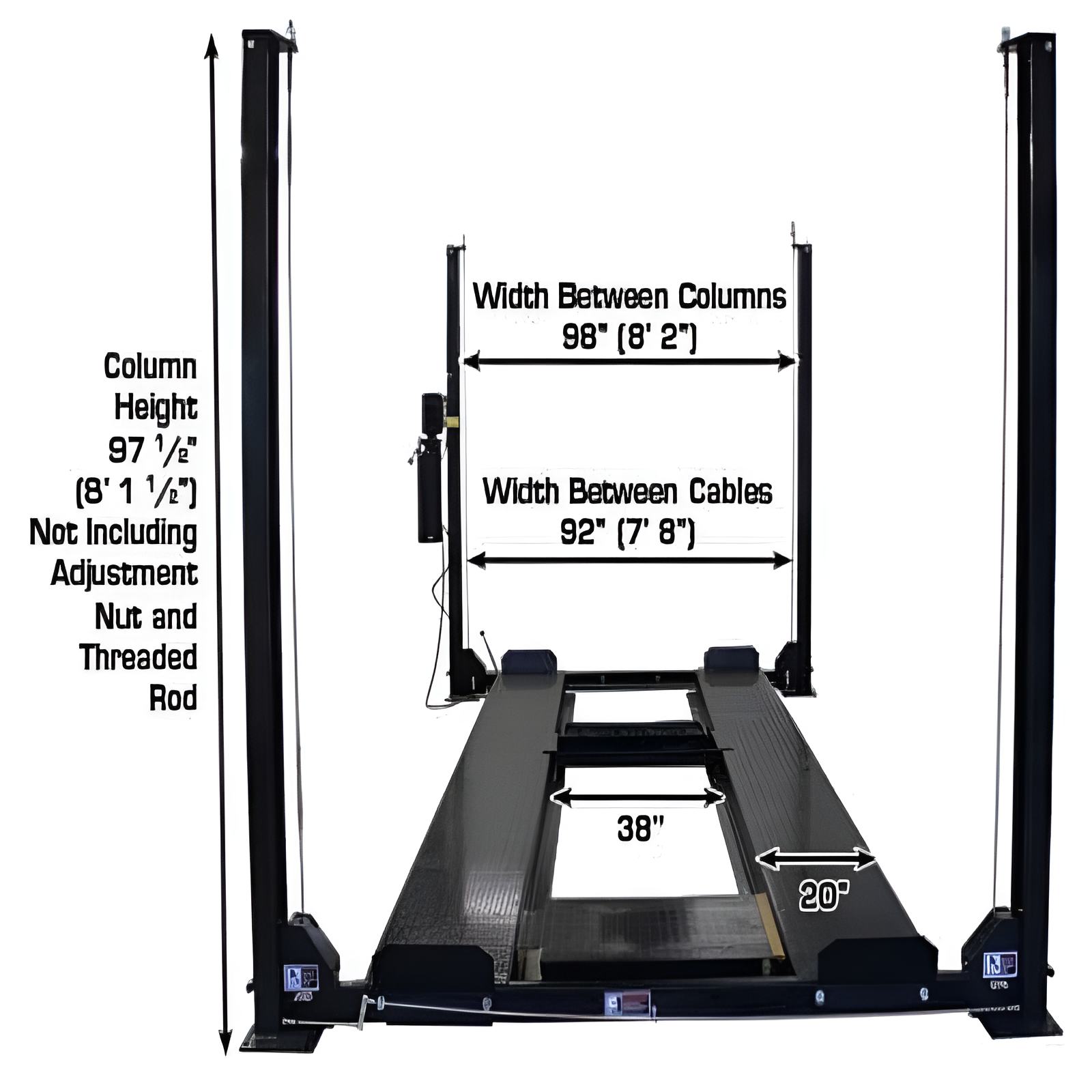 Atlas Garage Pro 8000EXT L 8,000lb 4 Post Vehicle Storage Lift - Extra Tall & Lo