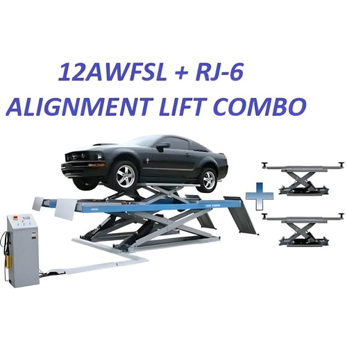 Atlas 12AWFSL Alignment Double Scissor Lift and RJ-6 Rolling Jack Combo