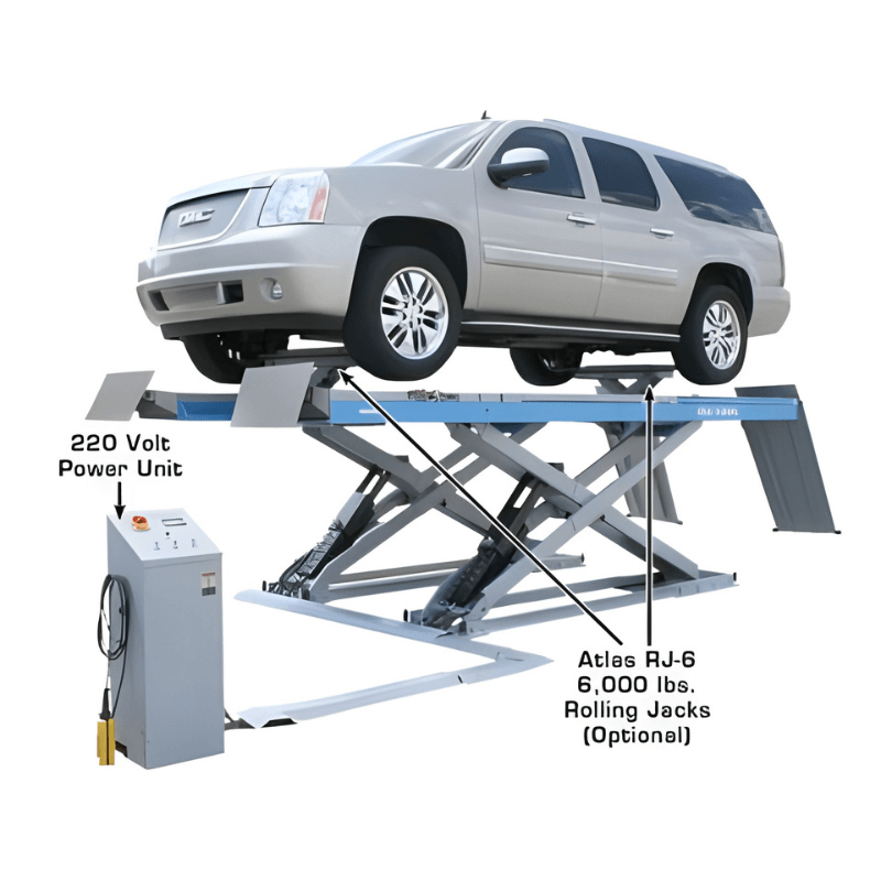 Atlas 12AWFSL Alignment Double Scissor Lift and RJ-6 Rolling Jack Combo