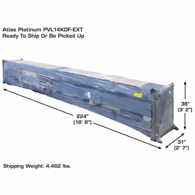 Atlas PVL14OF-EXT, 14,000 lb Alignment Lift - Open Front, ALI Certified