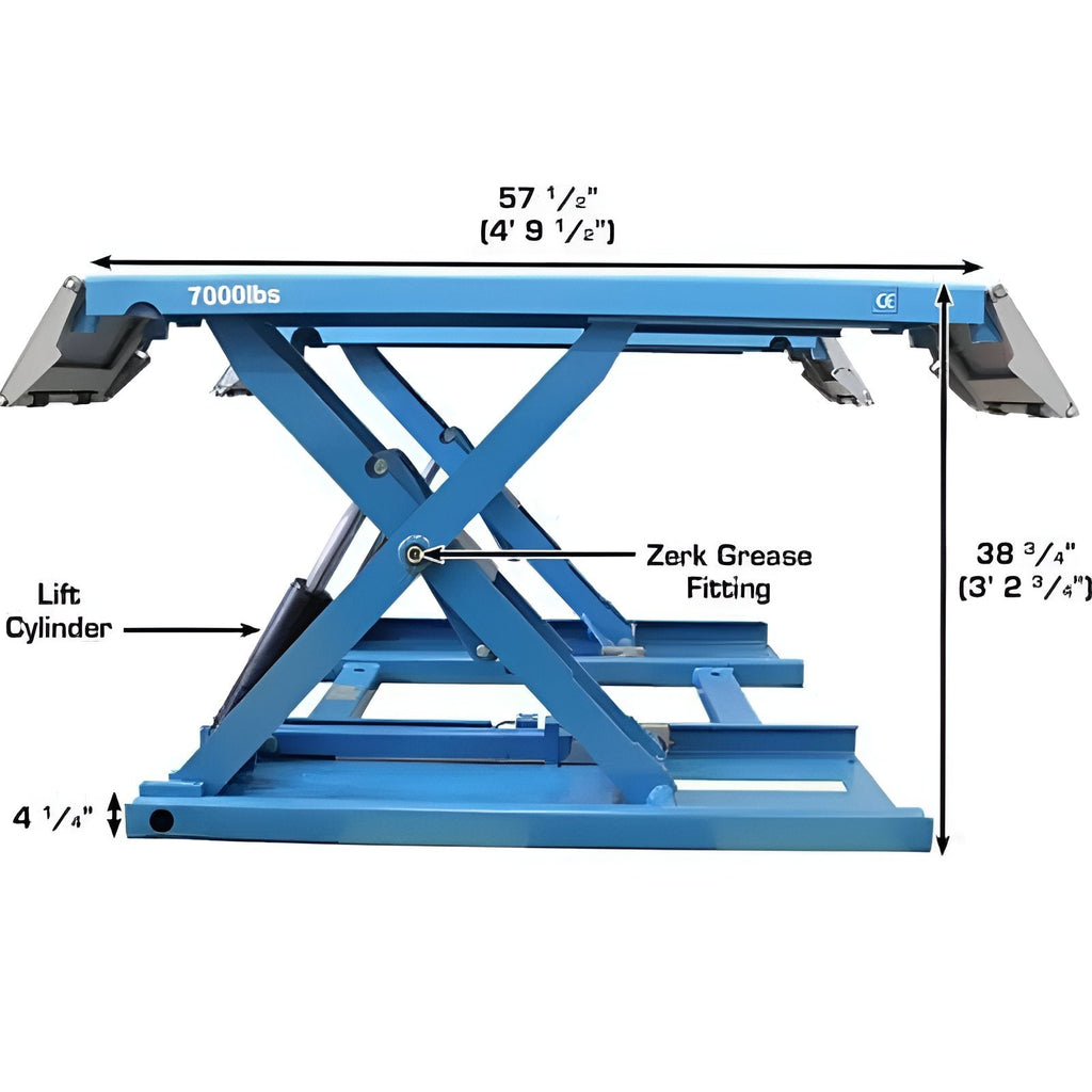 Atlas 7K-KWIK-BAY 7,000 lbs Mid Rise Scissor Lift - Portable