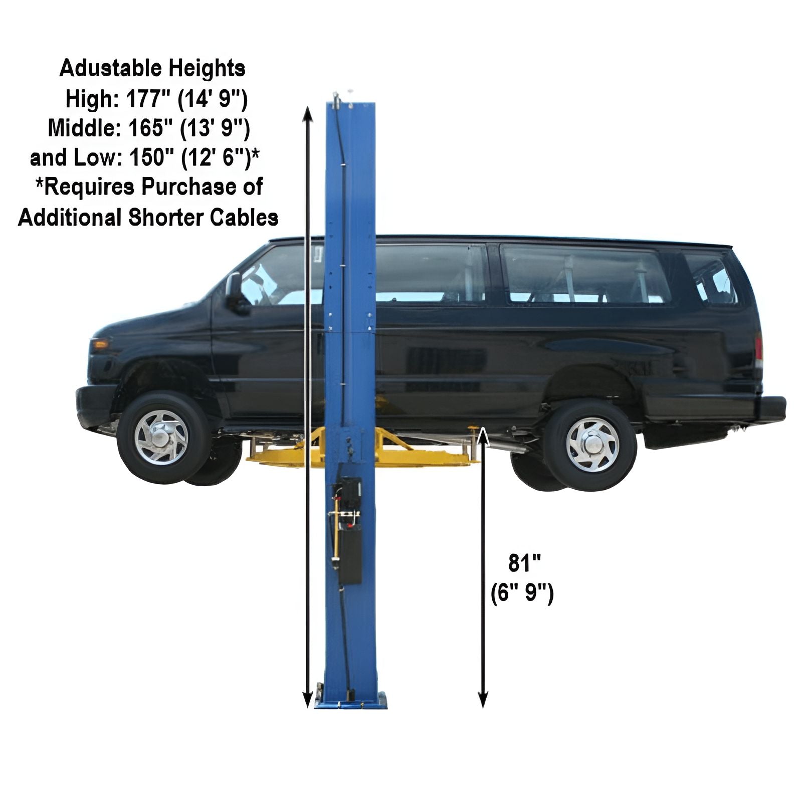 Atlas PV12PX 12,000 lb 2 Post Lift - Adjustable Height