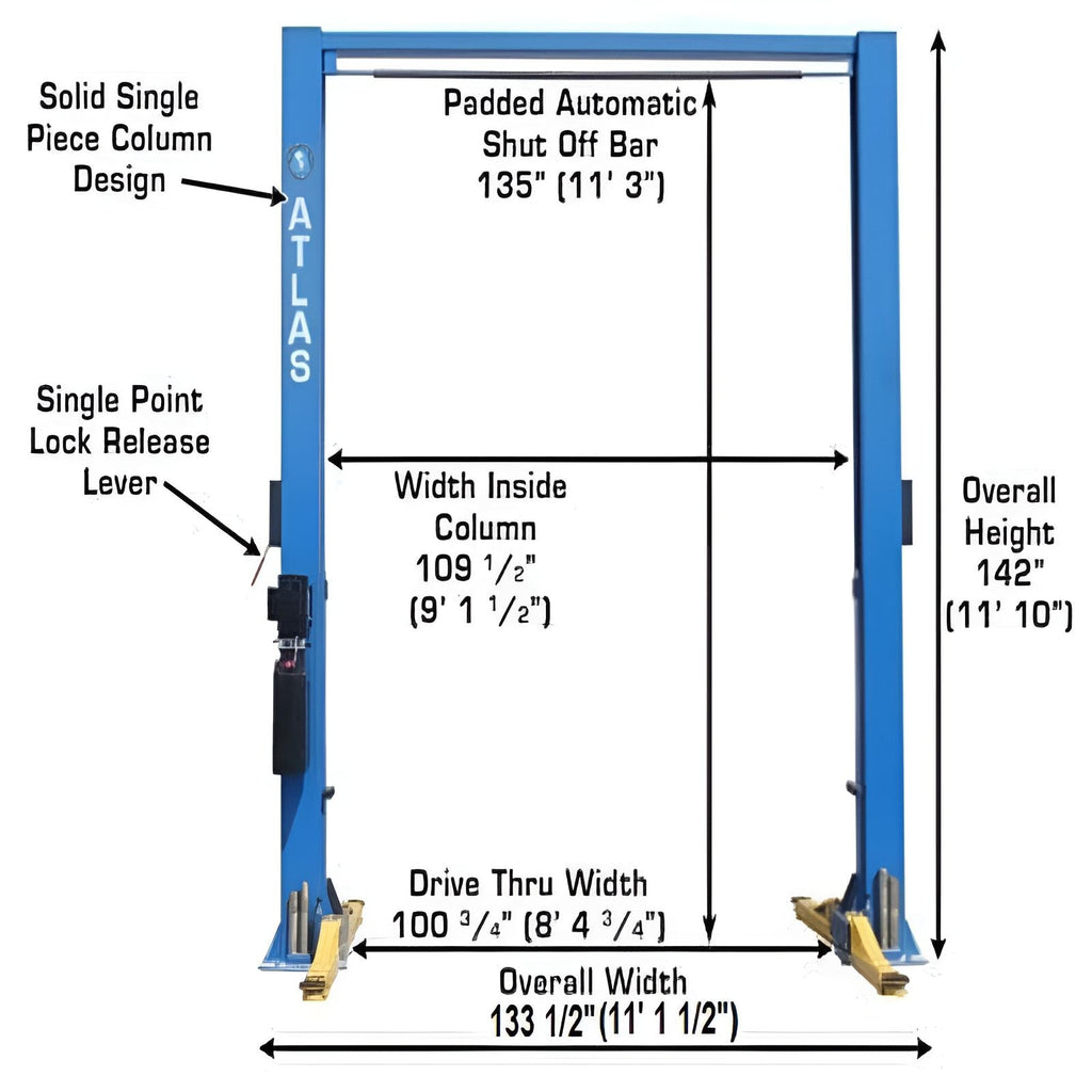 Atlas 9OHSC-SS 9,000 lb 2 Post Lift