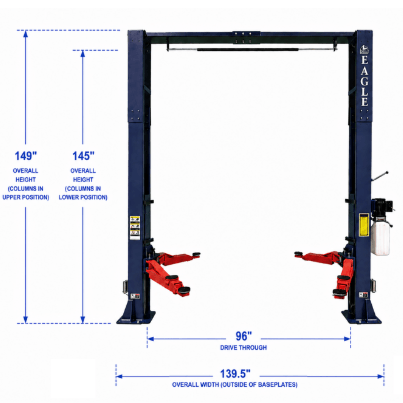 Eagle EAG-10C 10,000lbs 2-Post Lift – Versatile Arms