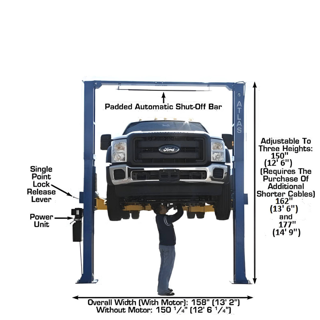 Atlas PV15PX 15,000lb 2 Post Lift - Adjustable Height