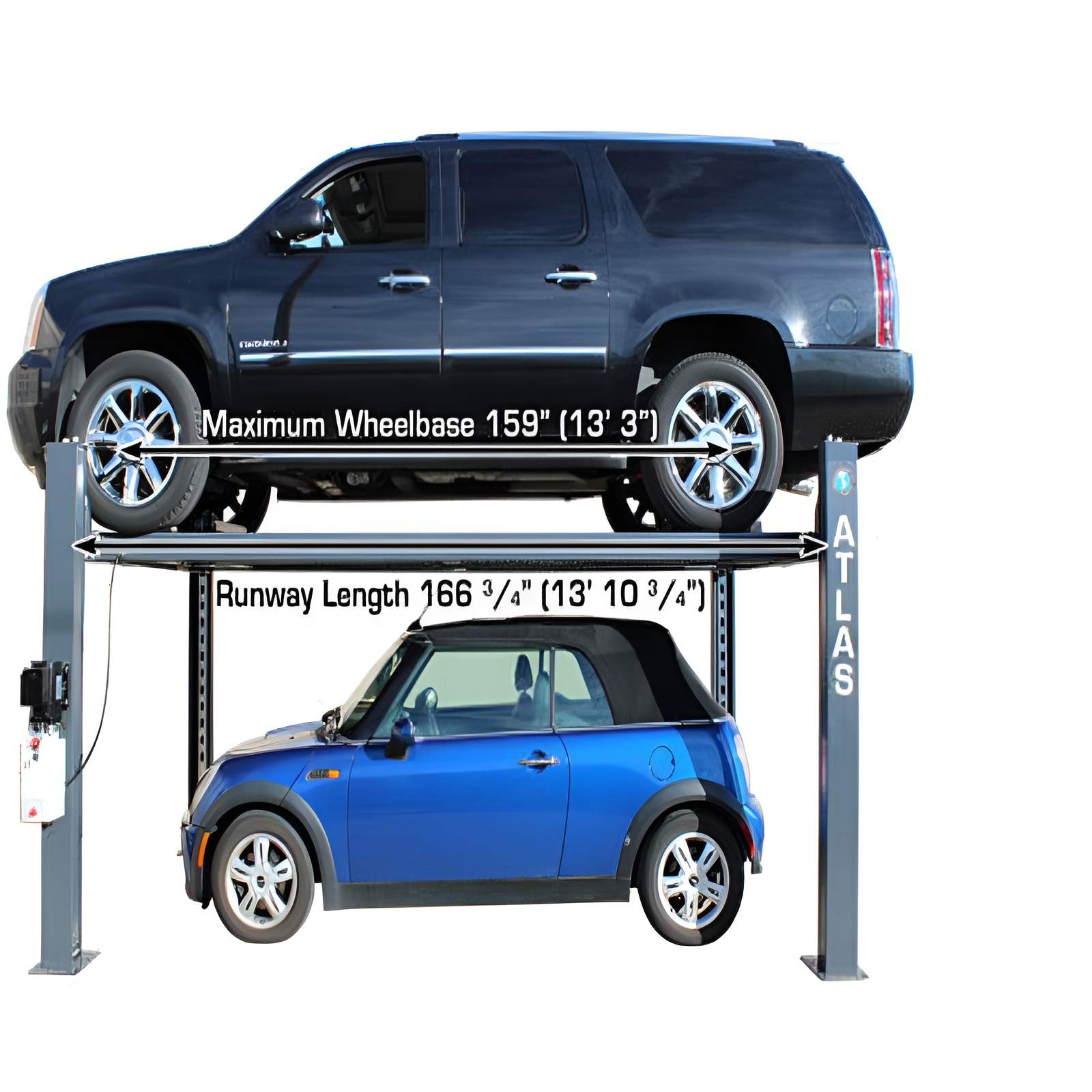 Atlas 408 SL 8,000lb 4 Post Vehicle Storage Lift - Super Deluxe