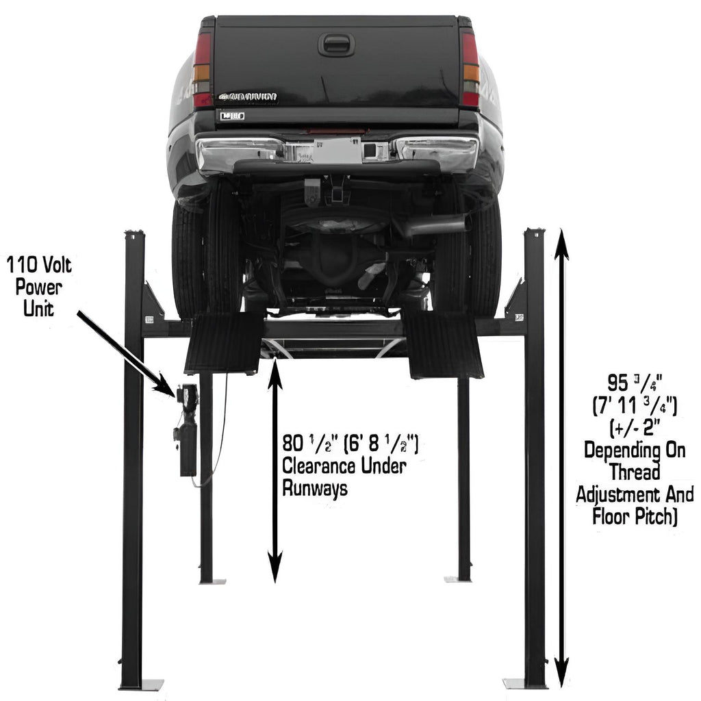 Atlas Garage Pro 9000 4 Post Lift + (2) RJ35 Sliding Jacks Combo