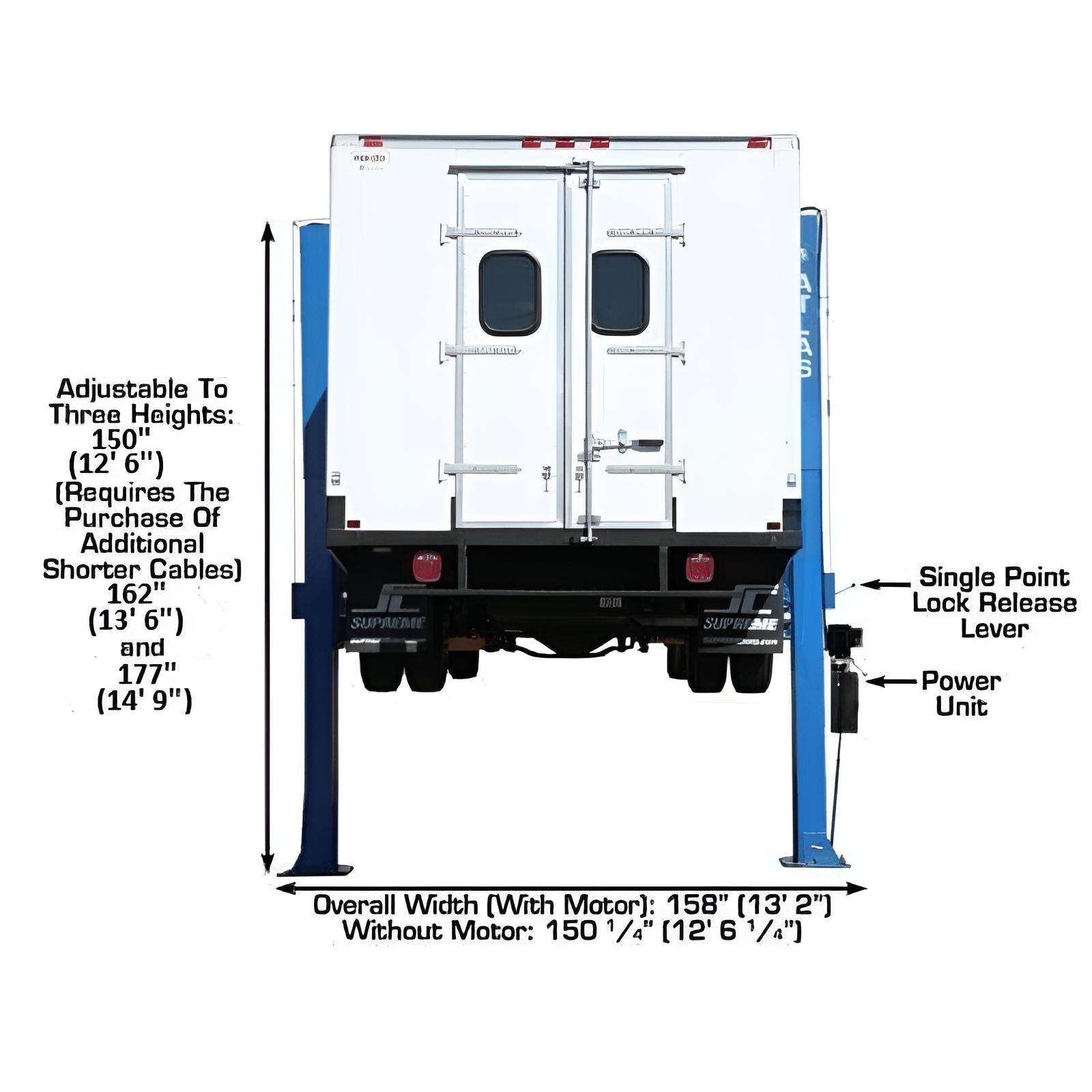 Atlas PV15PX 15,000lb 2 Post Lift - Adjustable Height
