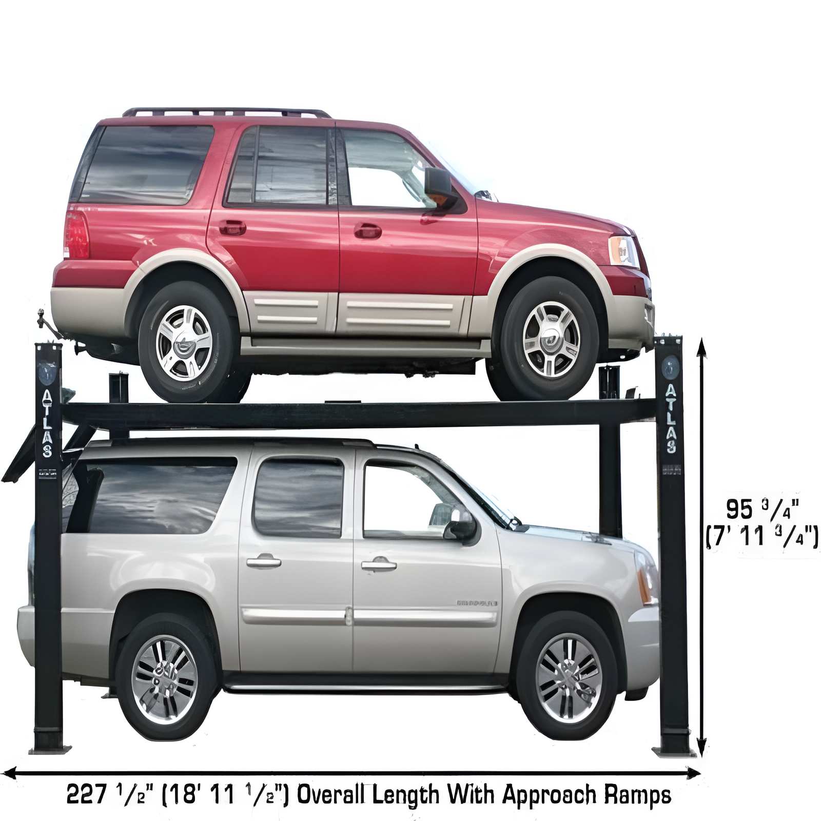 Atlas PRO9000 4 Post Lift + (2) RJ6BK Air Rolling Jack Combo
