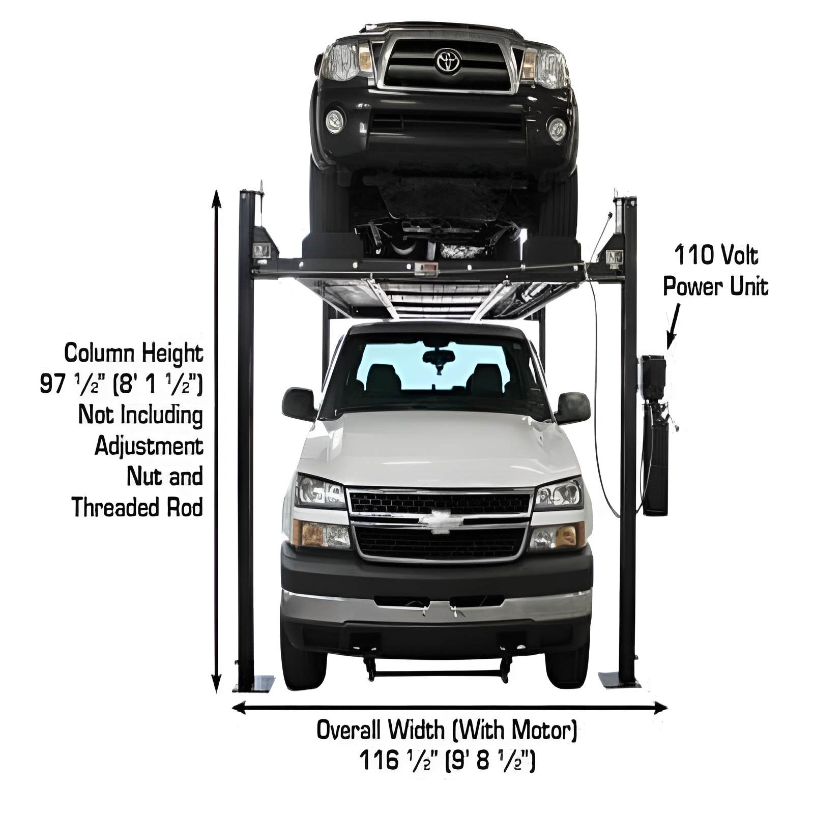 Atlas Garage Pro 8000EXT L 8,000lb 4 Post Vehicle Storage Lift - Extra Tall & Lo