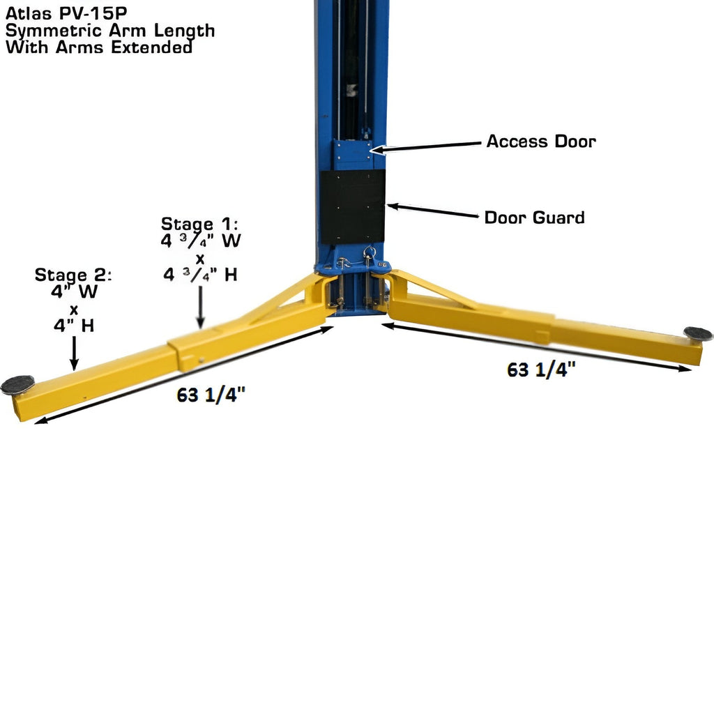 Atlas PV15PX 15,000lb 2 Post Lift - Adjustable Height