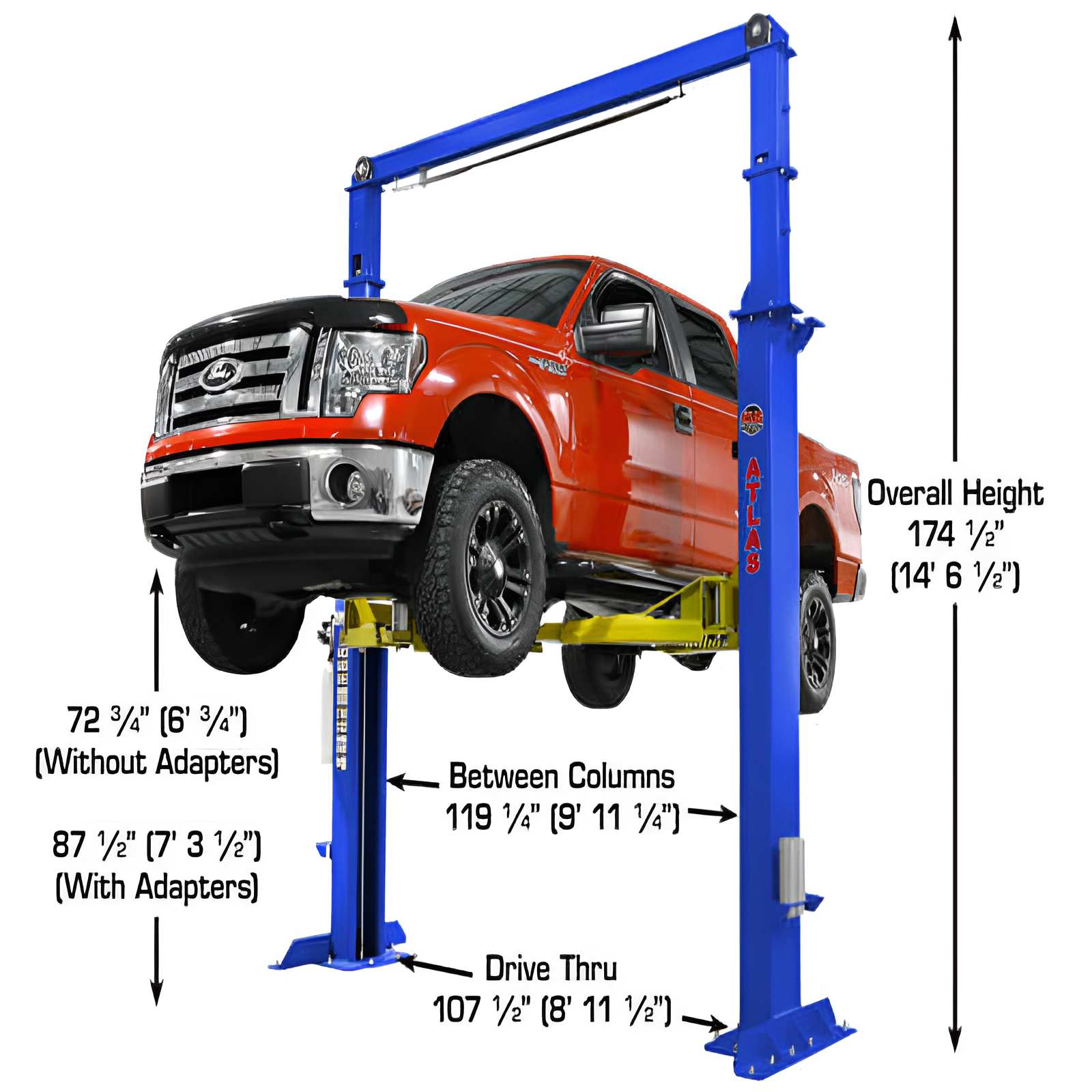 Atlas PVL15, 15,000 lb 2 Post Lift - Commercial Grade; ALI Certified