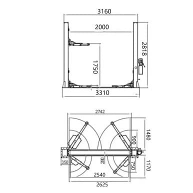 Katool 12,000 LB 2-Post Auto Lift